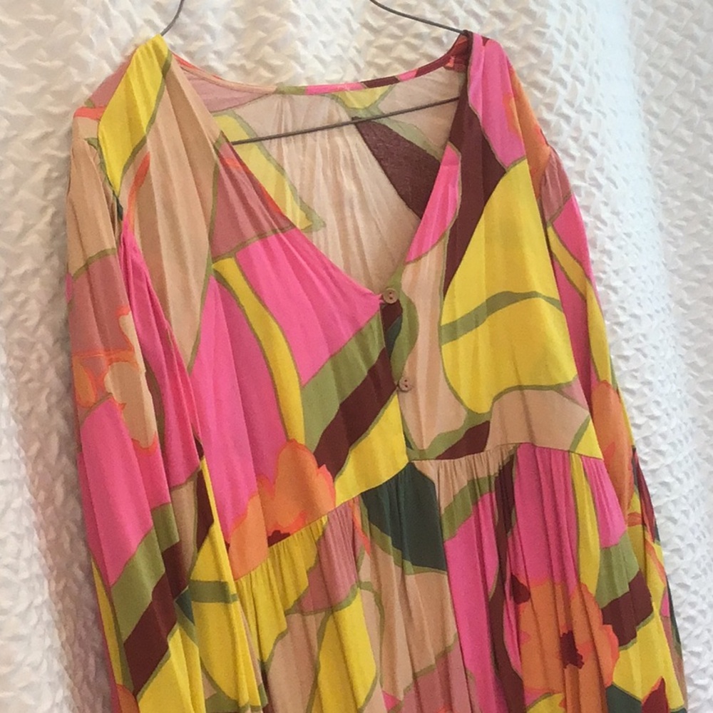 Vibrant Floral V-Neck Dress “NEW”